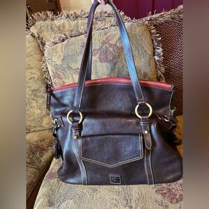 DOONEY & BOURKE FLORENTINE LEATHER SMITH BAG LARGE COGNAC MSRP $398